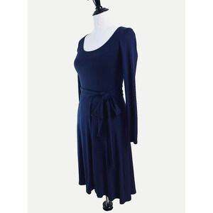 Boden US 2P Silvia Faux Wrap Jersey Dress Long Sleeve Navy Blue